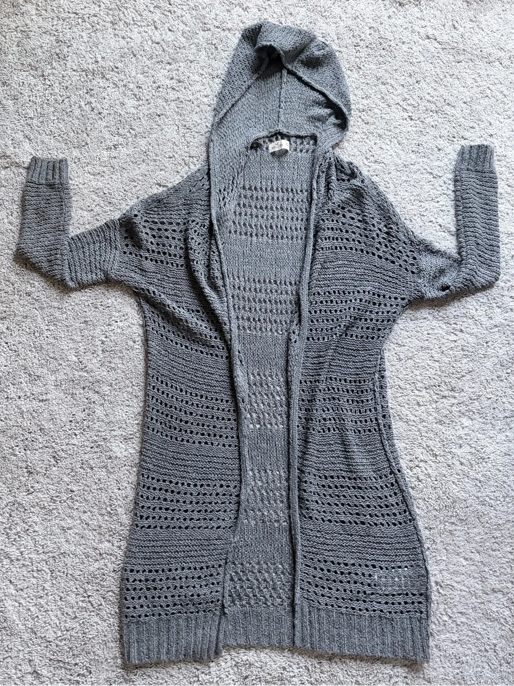 Hooded Open-Knit Sweater Cardigan